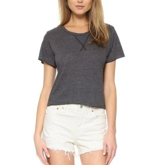 Revolve LNA Annie Crop Top Tee T-Shirt Short Sleeve Crew neck Granite Gray XS - Picture 1 of 14